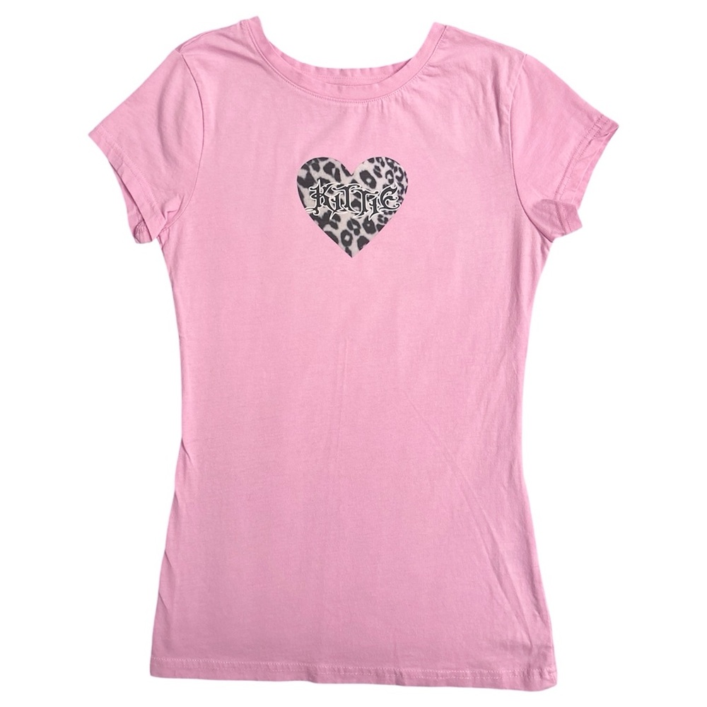 Handmade Reworked Kittie graphic fitted tee